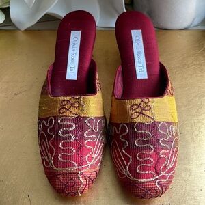 Olivia Rose Tal Embroidered Silk Mules